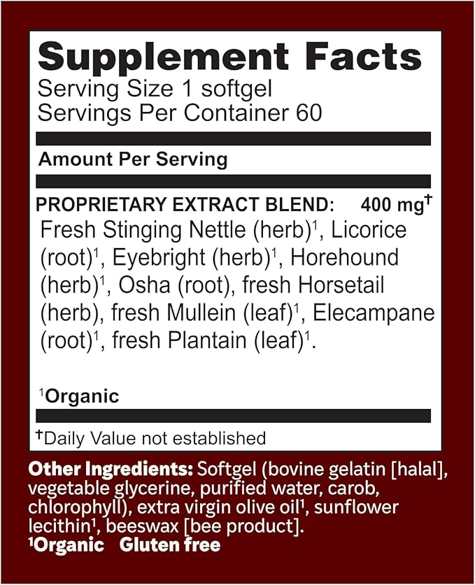 Herbs Etc. Allertonic - Healthy Breathing Support - Herbal Blend to Aid Against Seasonal Discomfort - Lung &amp Respiratory Health Support with Stinging Nettle - 60 Softgels (60 Servings)