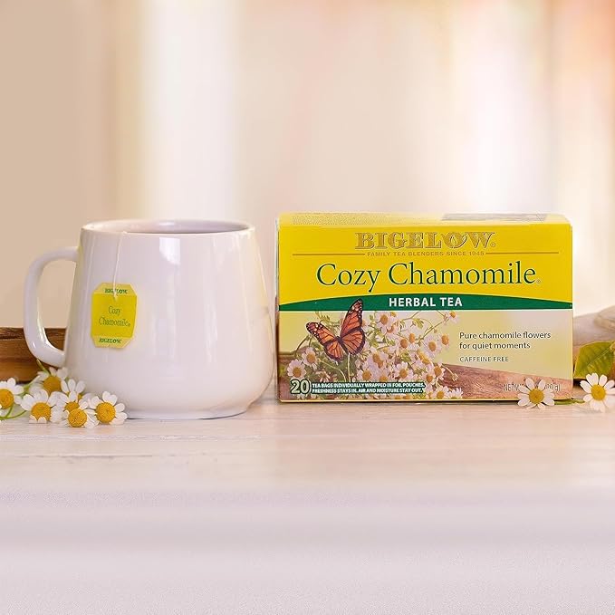 Bigelow Tea Cozy Chamomile Herbal Tea Caffeine Free Tea with Chamomile Flowers 20 Count Box (Pack of 6) 120 Total Tea Bags
