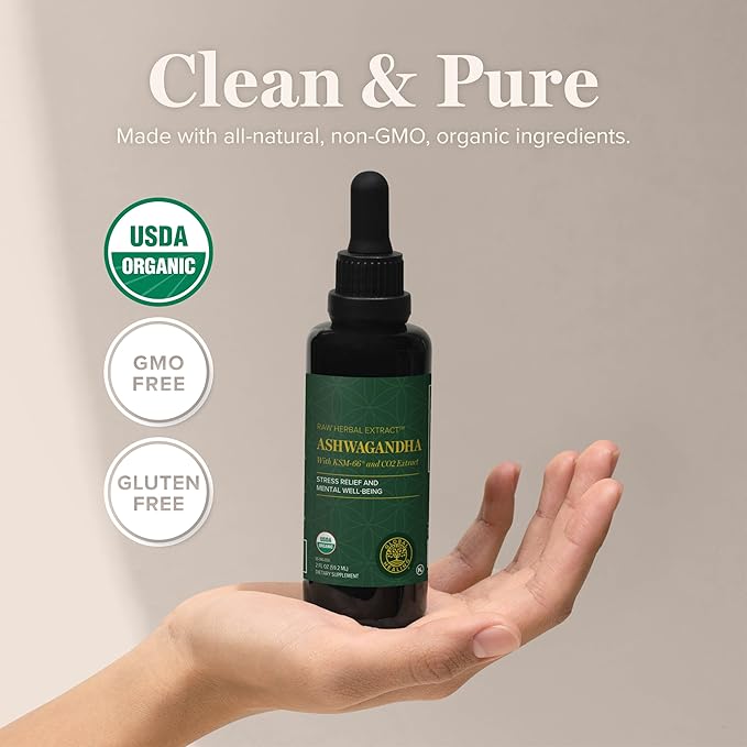 Global Healing Center - Organic Ashwagandha Supplements Drops - KSM-66 Ashwagandha Extra Strength for Men &amp Women Helps Promote Relief from Stress Mood Support Organic (2 Fl Oz) (Pack of 2)