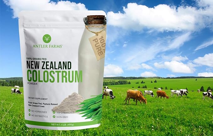 Antler Farms 100% Pure New Zealand Colostrum 30 Servings 1 lb - Grass Fed Pasture Raised Clean Sourced Cold Processed Undiluted High IgG Content