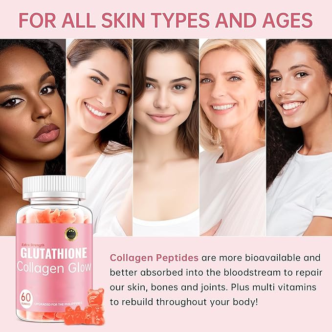 Glutathione Collagen Glow Gummies for Women Glutathione Collagen Glow Gummies for Dark Spot 60/120Pcs Korean Organic Glow Beauty Collagen for Skin Care (3)