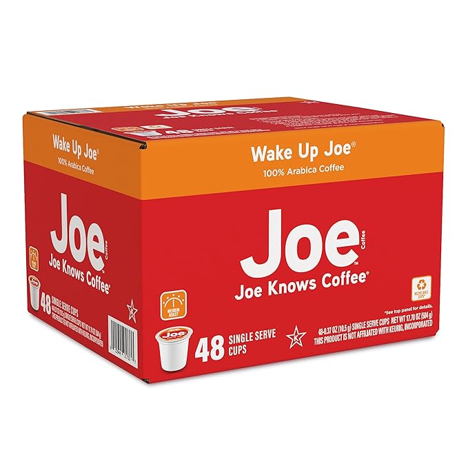 Joe Knows Coffee Single Serve Cups Pods and Capsules Wake Up Joe 48 Count