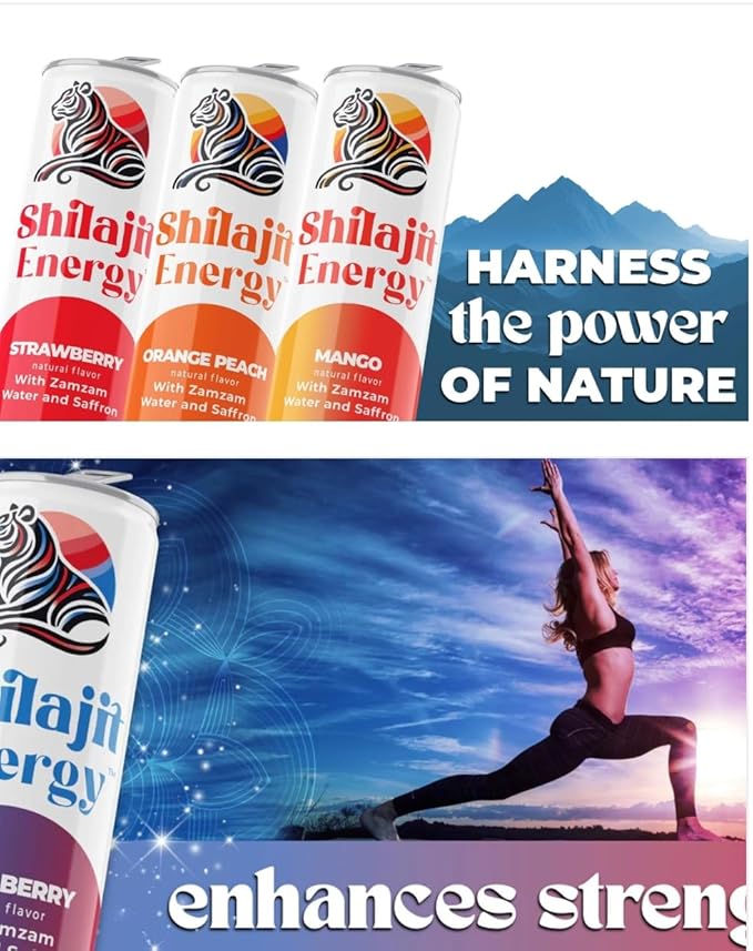Energy Drink Natural Ingredients USA made Pack of 12 cans