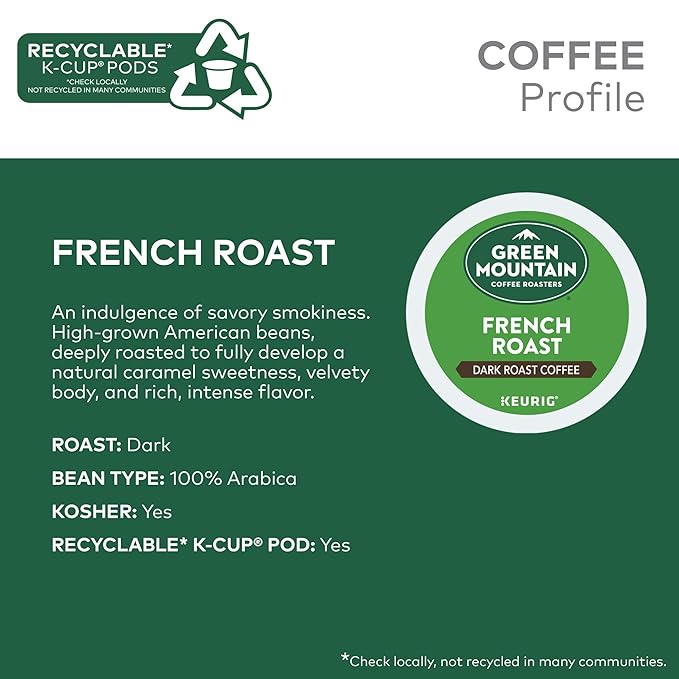 Green Mountain Coffee Roasters French Roast Keurig K-Cup Pods Dark Roast Coffee 96 Count