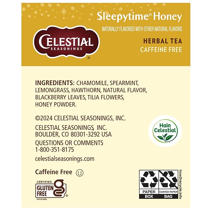 Celestial Seasonings Sleepytime Herbal Tea Honey Caffeine Free Sleep Tea 20 Tea Bags Per Box (Pack of 6)