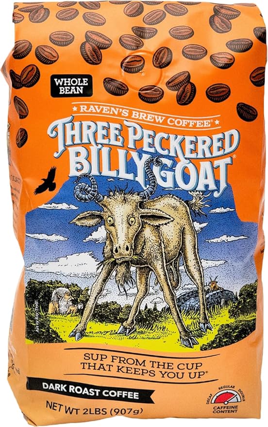 Raven's Brew Coffee High Caffeine Coffee Dark Roast Whole Bean – Three Peckered Billy Goat 2lb