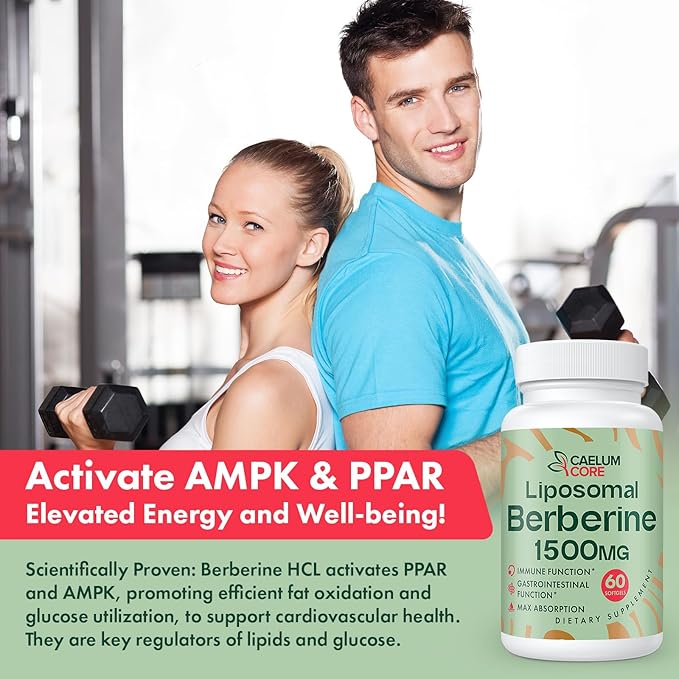 Liposomal Berberine HCL - Berberine 1500mg High Bioavailability Berberines Supplement for Women and Men (2 Pack)