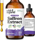 Wild &amp Organic Saffron Supplements 88.5 mg - 5-Month Supply - Saffron Extract Drops for Mood Focus Eye Support - Crocus Sativus Liquid Extract - Vegan Alcohol &amp Sugar-Free Tincture - 4 fl o