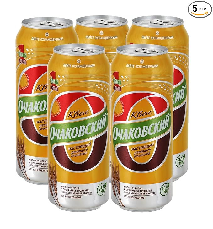 Imported Russian Rye Bread Soft Drink Kvass Ochakovskiy 0.5l/16.9oz - Pack of 5 - Ochakovo