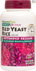 NaturesPlus Herbal Actives Red Yeast Rice Extended Release 600 mg - 60 Tablets Pack of 3 - Supports General Well-Being - Vegetarian Gluten Free - 180 Total Servings