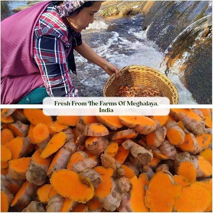 Mt.Meru Medicines Finest Lakadong Turmeric/Haldi Powder Non-GMO Third-Party Tested for Heavy Metals and Curcumin Content Hand-Picked Sun-Dried and Stone-Ground (100g/3.53oz)