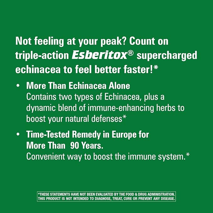 ESBERITOX Supercharged Echinacea – Immune Support – Herbal Supplements - Wild Indigo Root - Purple Coneflower – Made in Germany – 100 Tablets