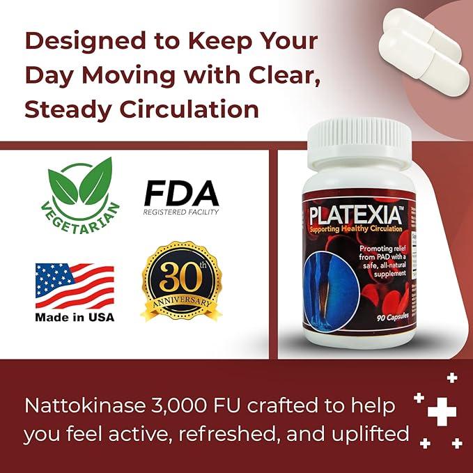 Vision Nutra Platexia with 3000 FU Nattokinase NSP-2 | Support Blood Circulation | Non-GMO &amp Kosher | 90 Vegan Capsules 3-Month Supply