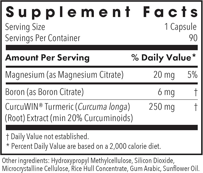 Allergy Research Group Boron Joint with CurcuWIN - Boron Complex for Men &amp Women Bone &amp Joint Support 6mg Supplement Vegetarian Capsules - 90 Count