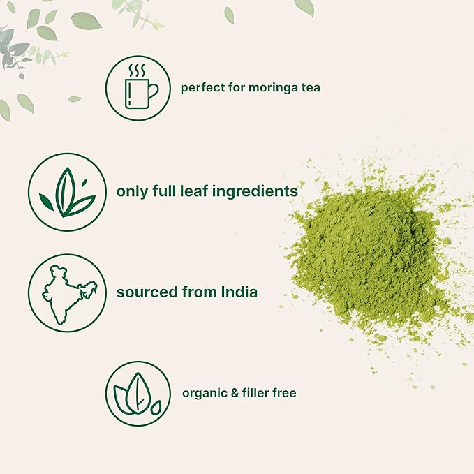 Micro Ingredients Organic Moringa Oleifera Leaf Powder 2 Pound | Rich in Antioxidants &amp Immune Vitamins | Pure Leaves Without Stems | Great Superfoods for Tea or Drink | India Grown Vegan