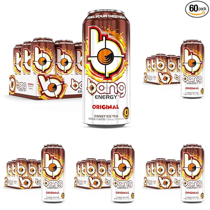 Bang Energy Sweet Ice Tea Sugar-Free Energy Drink 16 Fluid Ounces (Pack of 60)