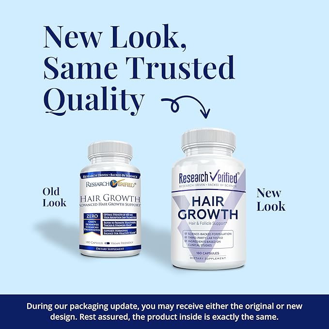 Research Verified Hair Growth Support - with Biotin DHT Blockers &amp Vitamins - Hair Growth and Hair Loss Prevention - 360 Capsules - 6 Month Supply