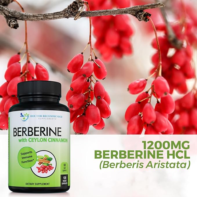 DOCTOR RECOMMENDED SUPPLEMENTS Berberine with Ceylon Cinnamon - 1200mg Berberine &amp 100mg Organic Ceylon Cinnamon - 120 Veggie Capsules Healthy Immune System &amp Gastrointestinal Wellness