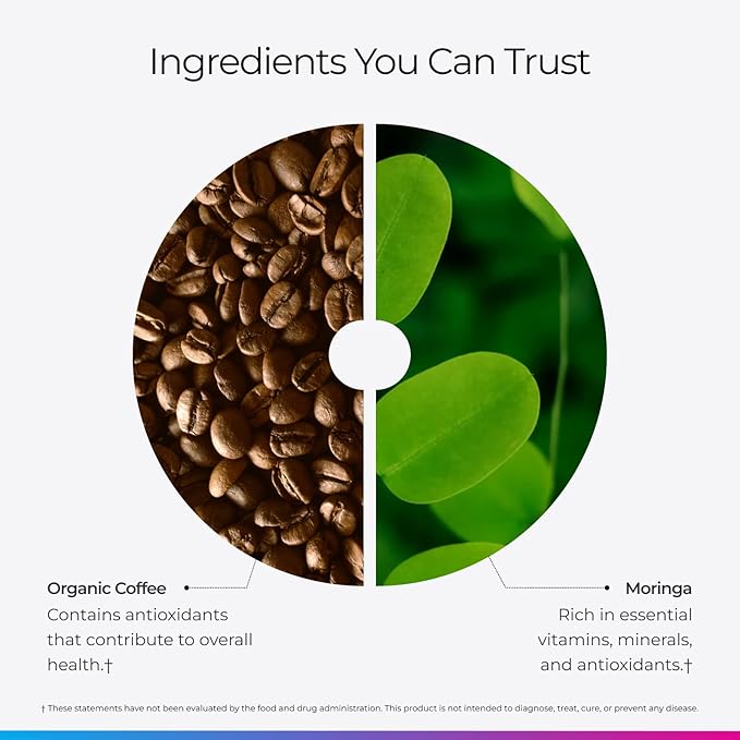 Livingood Daily Coffee with Moringa Ground Medium Roast Coffee with Plant Based Ingredients for Morning Energy Made with Moringa Powder Organic Non GMO Vegan Gluten Free 20 Servings 12 oz Bag