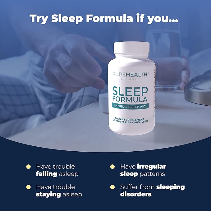 PUREHEALTH RESEARCH Sleep Formula - Fall Asleep Faster and Stay Asleep Longer So You Wake Up Refreshed and Energized - Sleep Supplement with Valerian Root GABA and L-Tryptophan - 1 Bottle