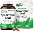 Wild &amp Organic Spearmint Capsules - 1000 mg Spearmint Leaves Supplement for Digestive Support - 90 Days of Supply - 180 Herbal Extract Capsules - Vegan Non-GMO Gluten-Free No Fillers