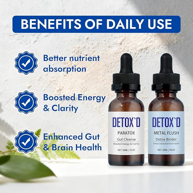 Detox’d Paratox Gut Cleanse &amp Detox - Herbal Liquid Drops with Black Walnut Wormwood Clove &amp Oregano for Digestive Balance Energy Boost &amp Immune Support(1pc)