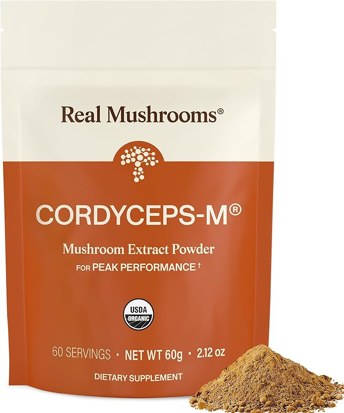 Real Mushrooms Cordyceps Mushroom Powder - Organic Cordyceps Powder Mushroom Energy and Wellness Support - Rich in Beta Glucans - Non-GMO Vegan Supplement 60 Servings