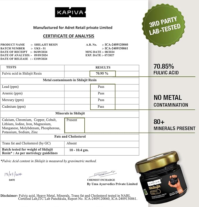 Kapiva 100% Authentic Himalayan Shilajit Resin (30gmx2) High Potency for Men &amp Women | 80+ Trace Minerals Upto 70% Fulvic Acid | Authentic | Natural Energy &amp Immune Support