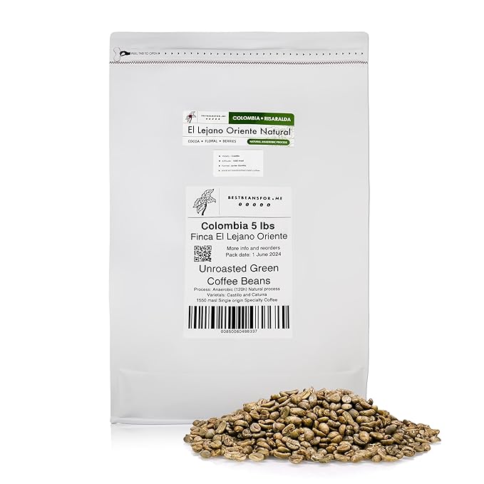 Single Origin Unroasted Green Coffee Beans From Colombia Specialty Grade Finca El Lejano Oriente Castillo and Caturra Varietals (5 lbs Colombia Natural Process)