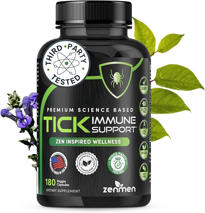 Zenmen Daily Tick Guard Immune Support Supplement - Improved Formula - Japanese Knotweed Cat's Claw Chinese Skullcap Cryptolepis Sanguinolenta Sweet Wormwood - 180 Vegan Capsules Made in The USA