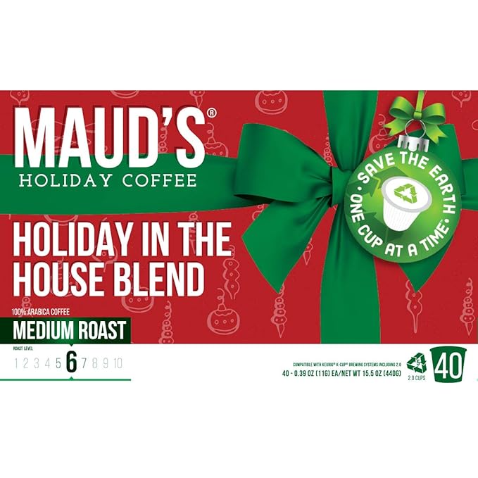 Maud's Holiday Blend Coffee Pods 40 ct Medium Roast Coffee in Single Serve Pods – 100% Arabica Coffee Compatible with Keurig K Cups Maker
