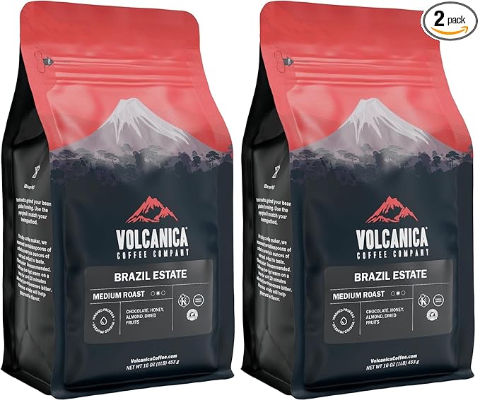 Brazil Coffee Bracosta Estate Whole Bean Fresh Roasted Kosher 16-ounce (Pack of 2)