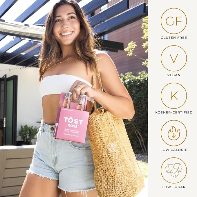 TÖST + TÖST Rosé All-Natural Non Alcoholic Sparkling Beverage 250ML - 16 Pack