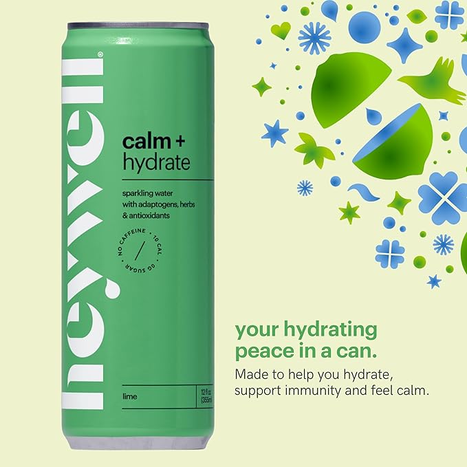 Heywell Sparkling Adaptogenic Calm Variety Pack 12 Fluid Ounce (Pack of 12) - Organic Non GMO Vegan Gluten Free Dairy Free
