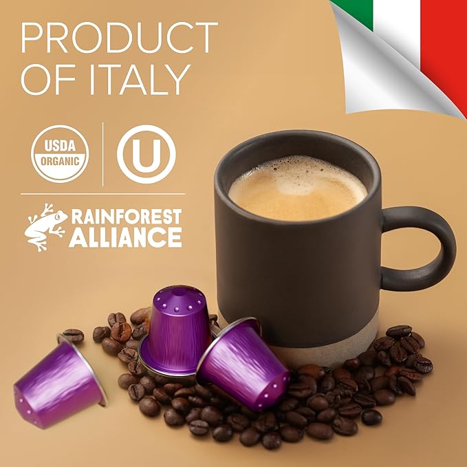 Organic USDA Bestpresso Coffee Aluminum Espresso Pods For Nespresso Original Machine 120 Pack (Naturally Intense)