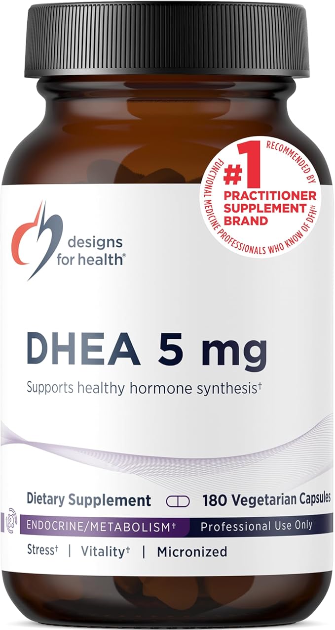 Designs for Health DHEA 5mg - DHEA Supplement for Men + Women - Supplement to Help Support Healthy Aging Muscle Integrity Energy + Hormonal Synthesis - Non-GMO (180 Capsules)