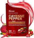 12-in-1 Cayenne Pepper Capsules Supplement* 5000mg Per Serving Containing | Vitamin D3 K2+E &amp Extracts of Grape Seed Hawthorn Beetroot Berberine Other Extracts