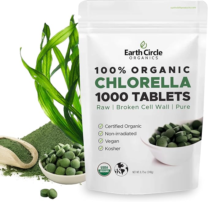 Organic Chlorella Tablets 1000 Count | High Potency Chlorophyll Supplement | Pure Chlorella Pyrenoidosa | Broken Cell Wall for Maximum Absorption | Vegan Kosher Non-GMO Superfood - Pack of 3