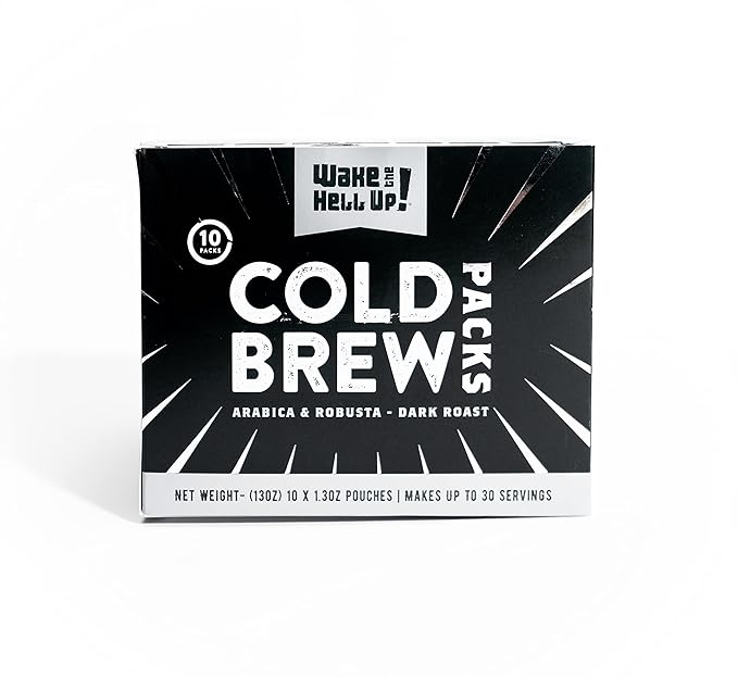 Wake The Hell Up! Ultra-Caffeinated Cold Brew Steeping Pouches Ultra-Caffeinated Coffee10 Count 1.3 oz Pouches