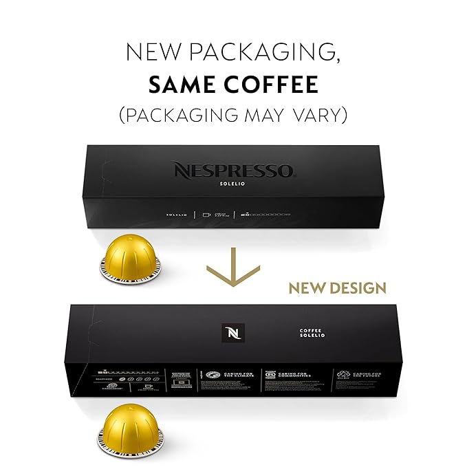 Nespresso Capsules VertuoSolelioMild Roast Coffee30-Count Coffee PodsBrews 7.8 oz.(Pack of 2)
