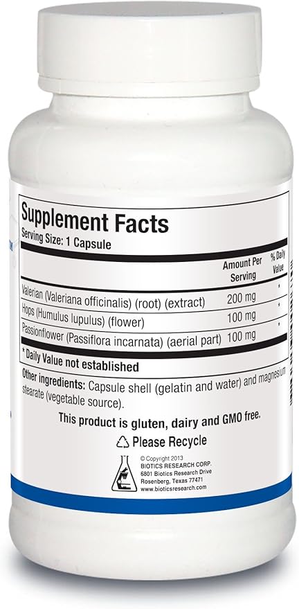 Biotics Research V.H.P. – Valerian Hops Passionflower GABA Anxiolytic Relaxation Formula 90 Capsules