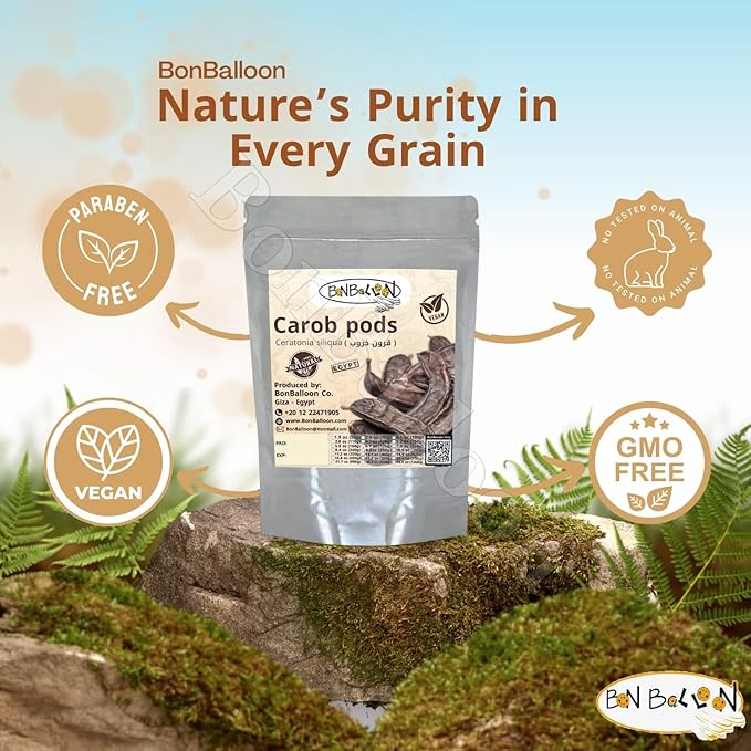 bonballoon Organic Raw Pure Natural Food 20 Pcs Carob Pods Whole ( 12 oz / 340 gm ) Ingredients Ceratonia Siliqua Caesalpinioideae Fabaceae Non Gmo Herbies Herbs Better Herbal Spices Eat Or Drink