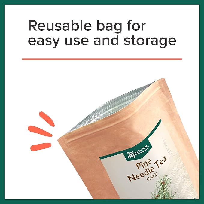 Onkatsu Farm Pine Needle Premium Japanese Tea Bags Festive Aromatic Flavor Hot or Iced Caffeine Free 45 Total Tea Bags