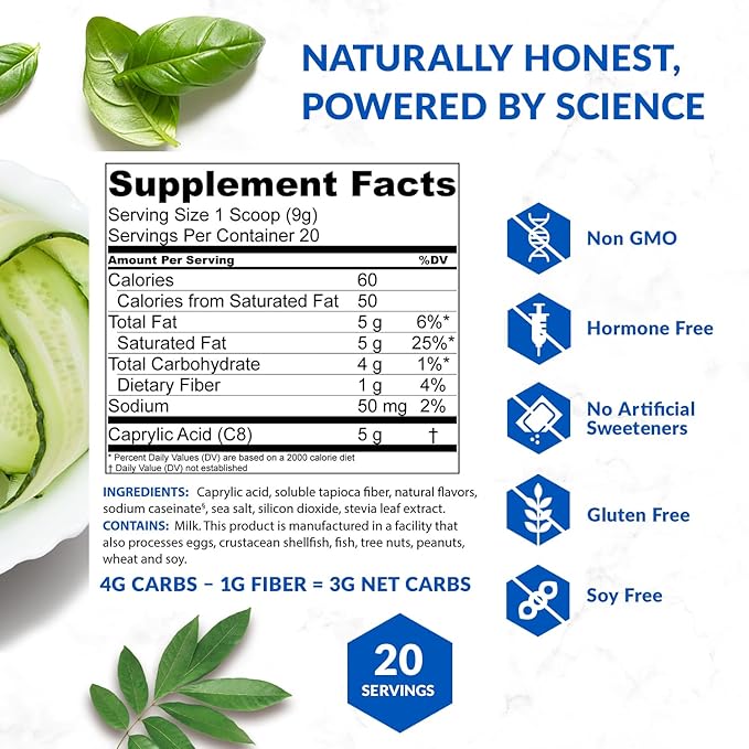 BioTrust Keto Elevate – C8 MCT Oil Powder – Ketogenic MCT Coffee Creamer Keto Coffee Creamer – Clean Energy Mental Focus Clarity –100% Caprylic Acid MCT Powder Non-GMO(French Vanilla 20 Servings)