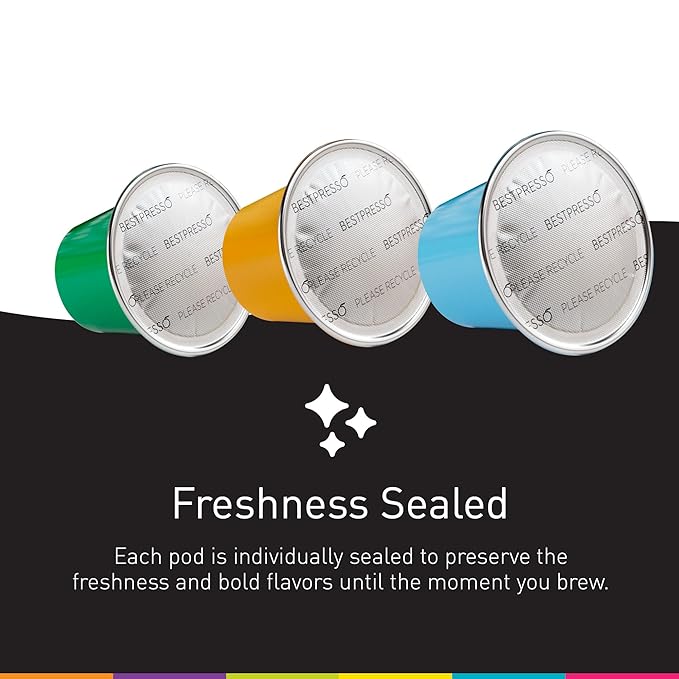 Bestpresso Coffee for Nespresso Original Machine 120 pods Certified Genuine Espresso Arabica Blend (Light Intensity) Pods Compatible with Nespresso Original 60 Days Satisfaction Guarantee