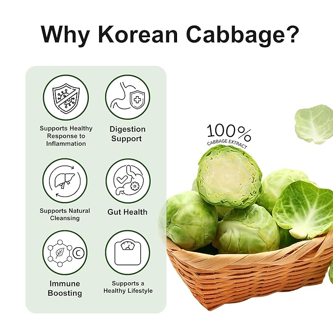 TerraPick Korean Cabbage Extract– Gut Health &amp Digestion Support 100% Pure Cabbage Extract No Additives or Preservatives Daily Alkaline Wellness Drink (30 Pouches)