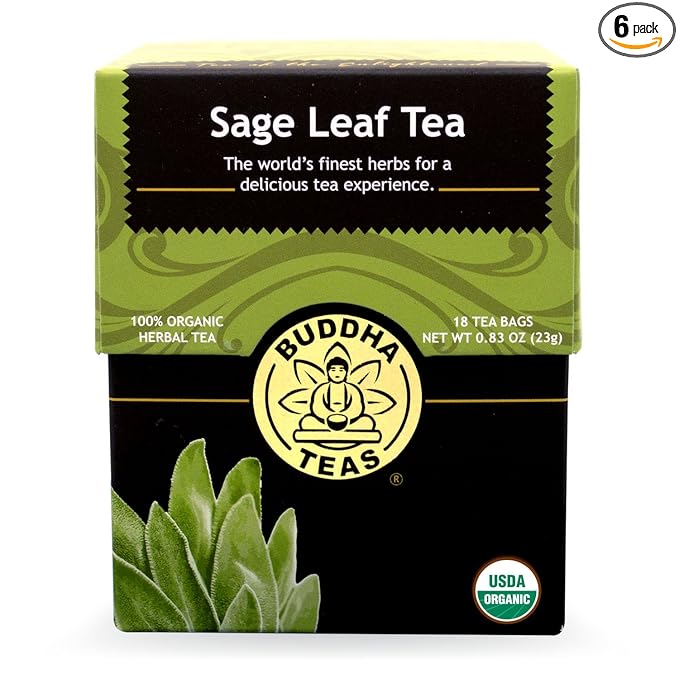 Buddha Teas Sage Leaf Tea 18 Count (Pack of 6)