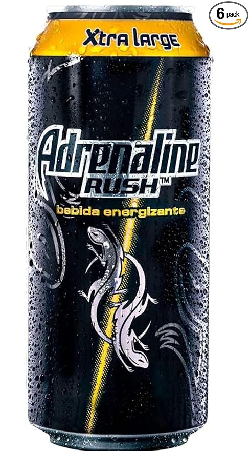 Adrenaline Rush Energy Drink Passion Fruit Flavored Bebida Energizante de Honduras (6 Pack 16 Fl Oz)