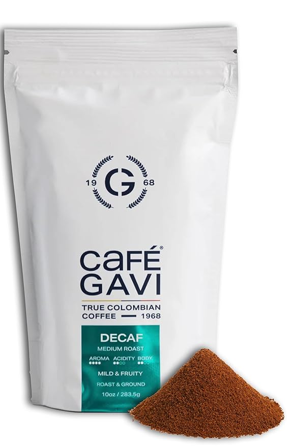 Café Gavi DECAF – Medium Roast Ground Colombian Coffee – 100% Arabica – Fresh-Roasted at Origin – 10 oz Resealable Bag – Notes of Toffee and Spice