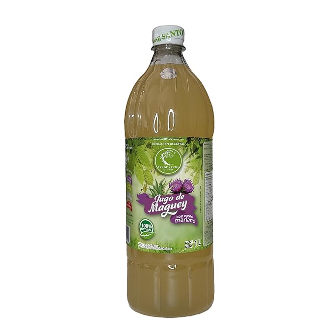 Jugo de Maguey with Milk Thistle 100% Natural Verde Santo | 1 Liter Bottle | Functional Drink | No Sugar | No Alcohol | Mexican Product